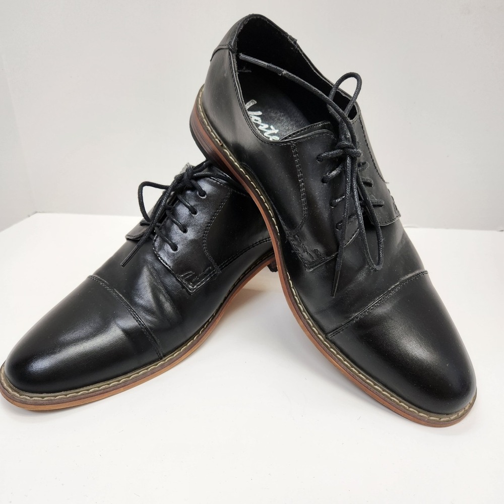 Vostey Milan Black Mens Size 9.5 Dress Leather Shoes Classic Style BMY703 Flawed